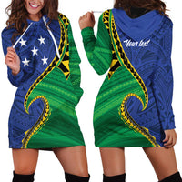 Solomon Islands Independence Day 1978 Personalised Hoodie Dress Polynesian Pattern with Flag Style