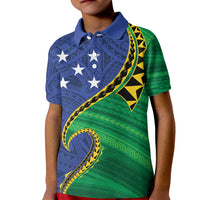 Solomon Islands Independence Day 1978 Personalised Kid Polo Shirt Polynesian Pattern with Flag Style