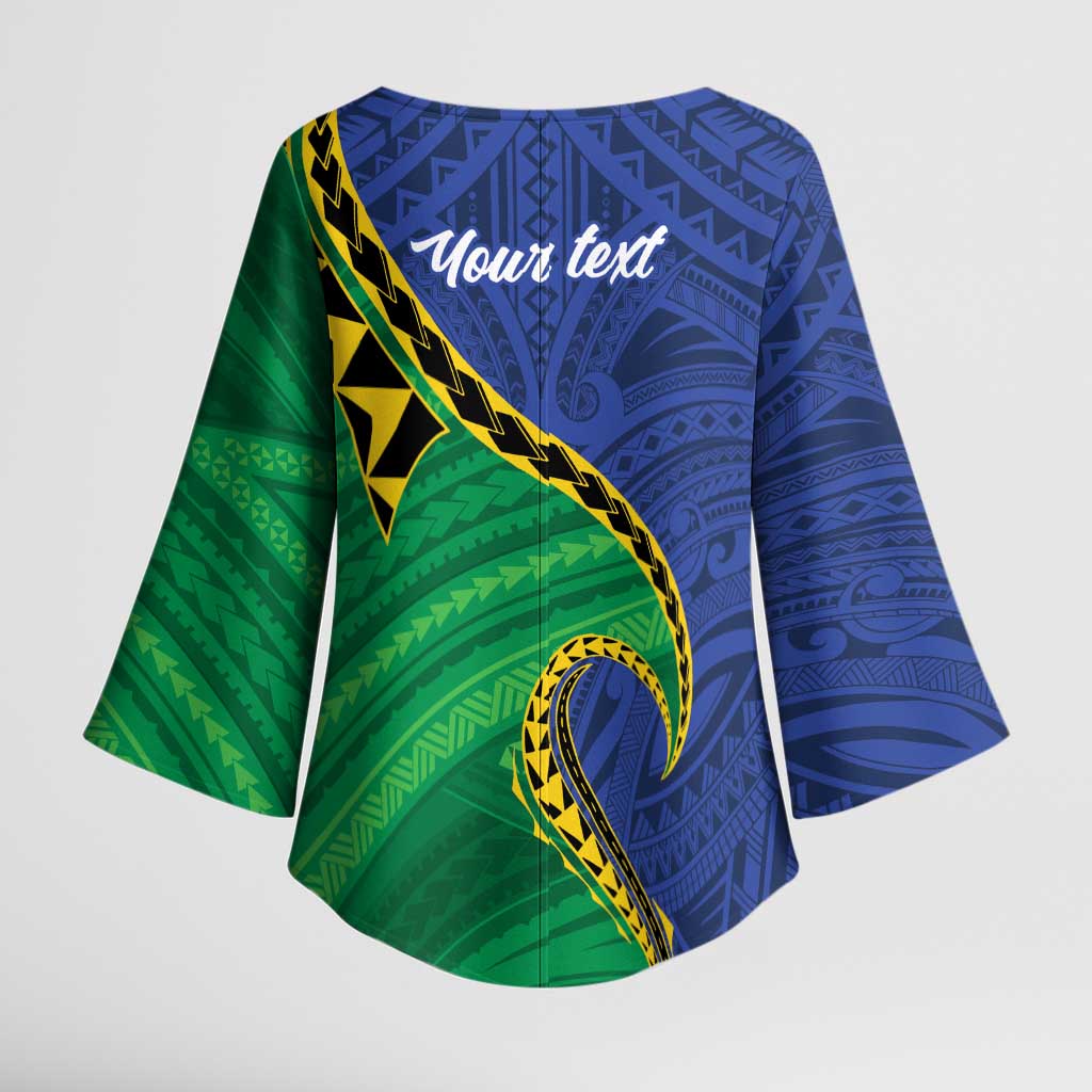 Solomon Islands Independence Day 1978 Personalised Kimono Sleeve Blouse Polynesian Pattern with Flag Style - Polynesian Pride