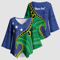 Solomon Islands Independence Day 1978 Personalised Kimono Sleeve Blouse Polynesian Pattern with Flag Style - Polynesian Pride