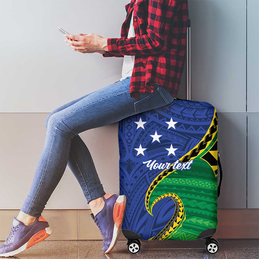 Solomon Islands Independence Day 1978 Personalised Luggage Cover Polynesian Pattern with Flag Style
