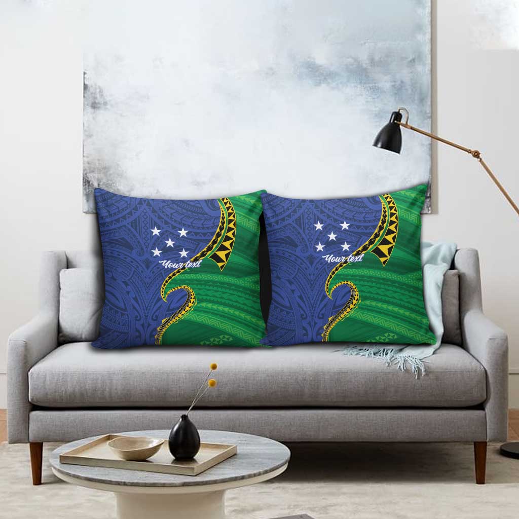 Solomon Islands Independence Day 1978 Personalised Pillow Cover Polynesian Pattern with Flag Style - Polynesian Pride