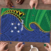 Solomon Islands Independence Day 1978 Personalised Puzzle Polynesian Pattern with Flag Style - Polynesian Pride