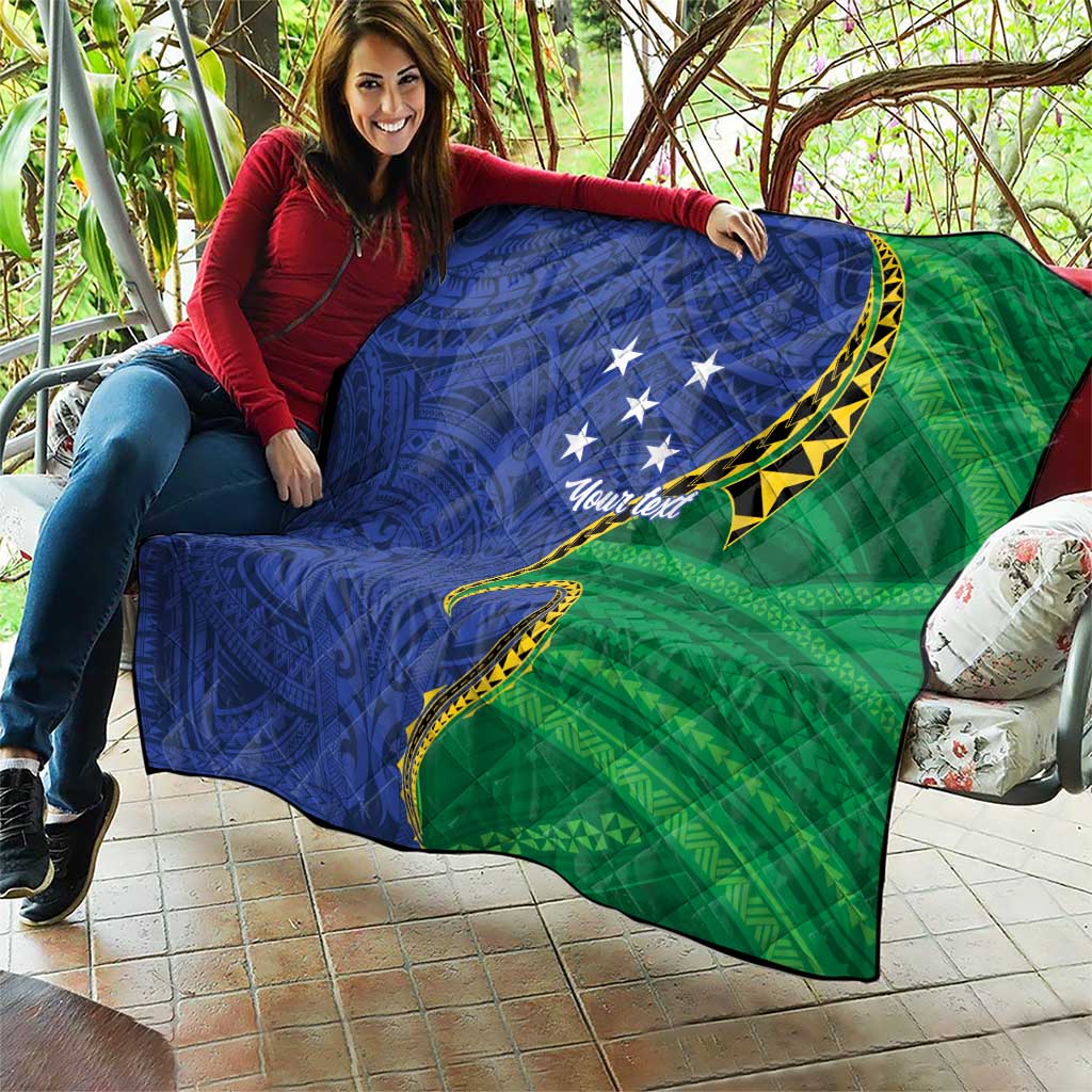 Solomon Islands Independence Day 1978 Personalised Quilt Polynesian Pattern with Flag Style