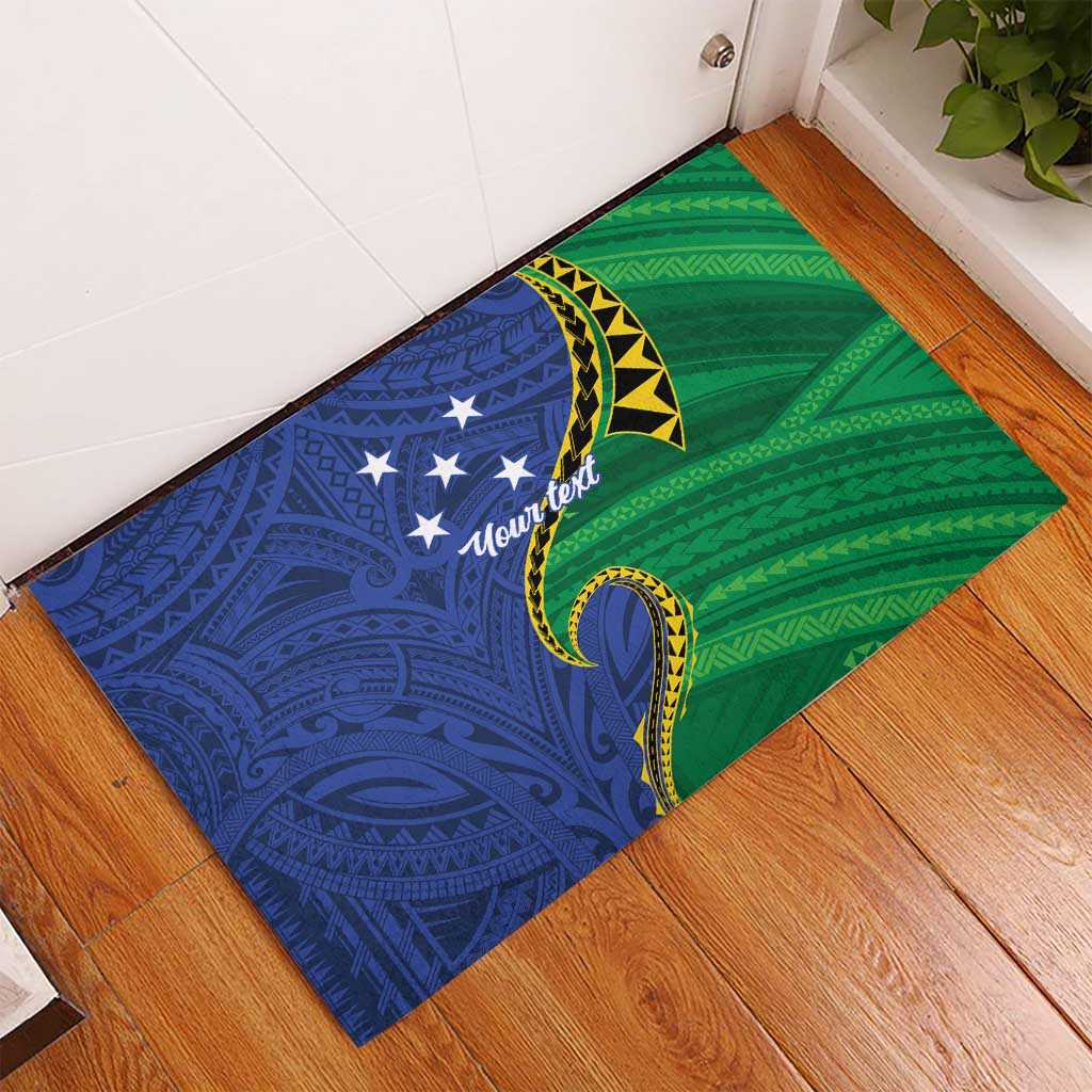 Solomon Islands Independence Day 1978 Personalised Rubber Doormat Polynesian Pattern with Flag Style