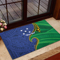 Solomon Islands Independence Day 1978 Personalised Rubber Doormat Polynesian Pattern with Flag Style