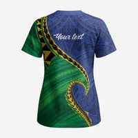Solomon Islands Independence Day 1978 Personalised Scrub Top Polynesian Pattern with Flag Style - Polynesian Pride