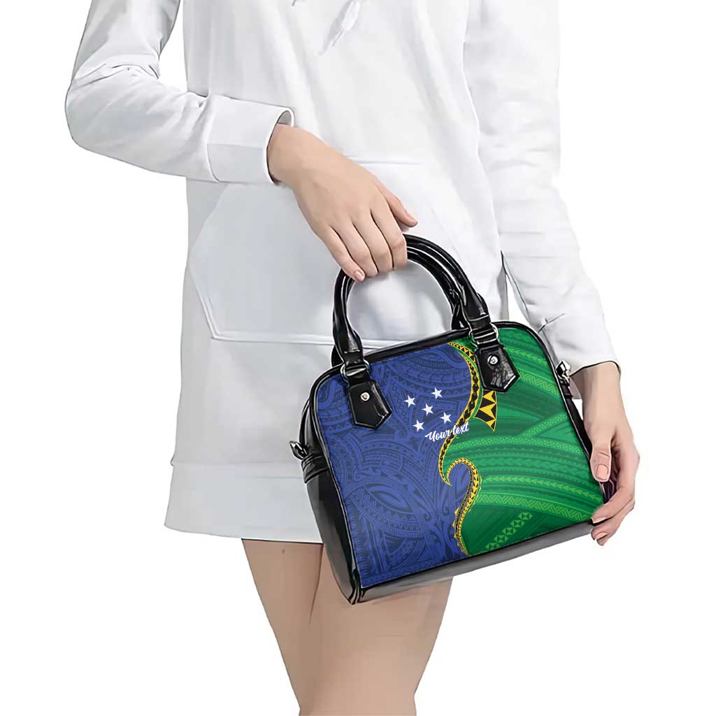 Solomon Islands Independence Day 1978 Personalised Shoulder Handbag Polynesian Pattern with Flag Style