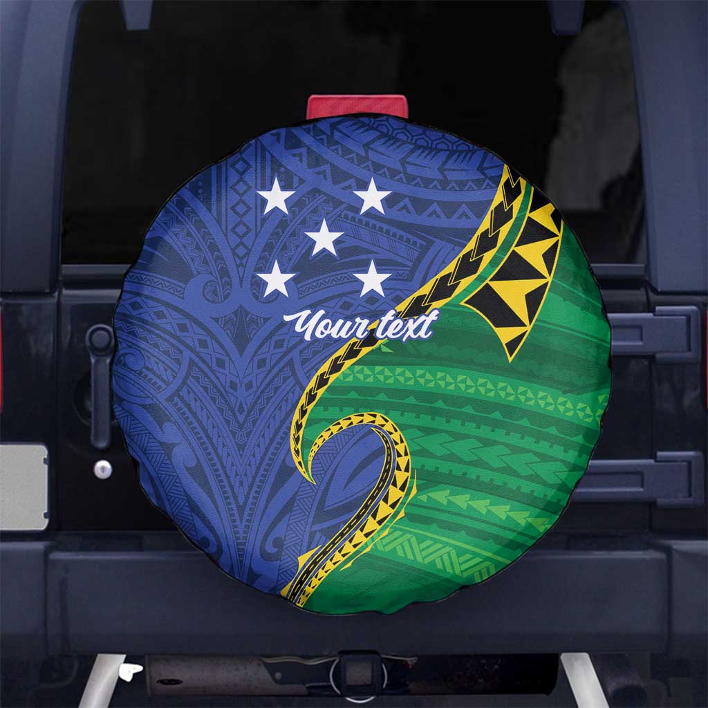 Solomon Islands Independence Day 1978 Personalised Spare Tire Cover Polynesian Pattern with Flag Style