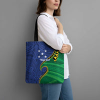 Solomon Islands Independence Day 1978 Personalised Tote Bag Polynesian Pattern with Flag Style - Polynesian Pride
