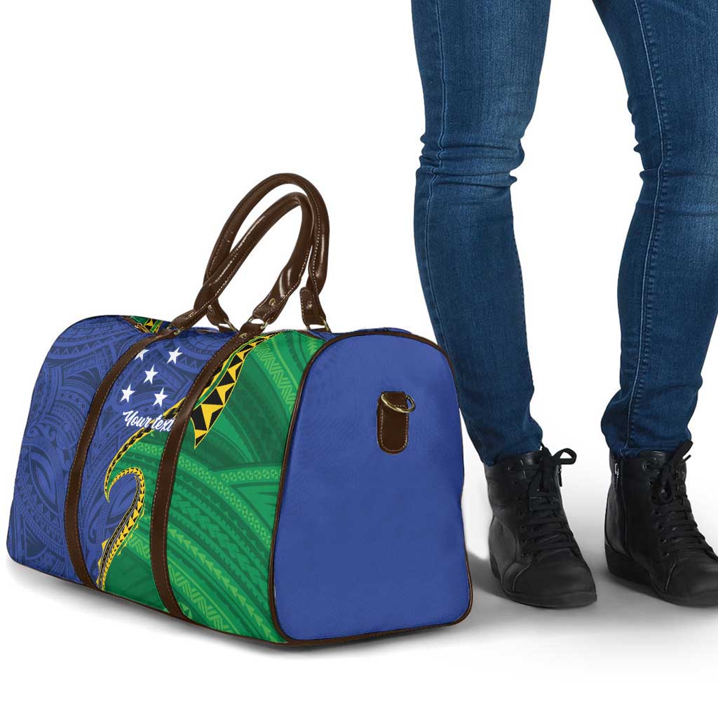 Solomon Islands Independence Day 1978 Personalised Travel Bag Polynesian Pattern with Flag Style - Polynesian Pride