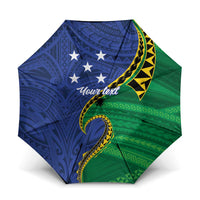 Solomon Islands Independence Day 1978 Personalised Umbrella Polynesian Pattern with Flag Style - Polynesian Pride