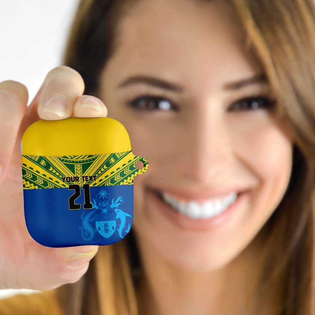 Solomon Islands Rugby Custom AirPods Case Simple Coat of arm Polynesian Pattern - Polynesian Pride