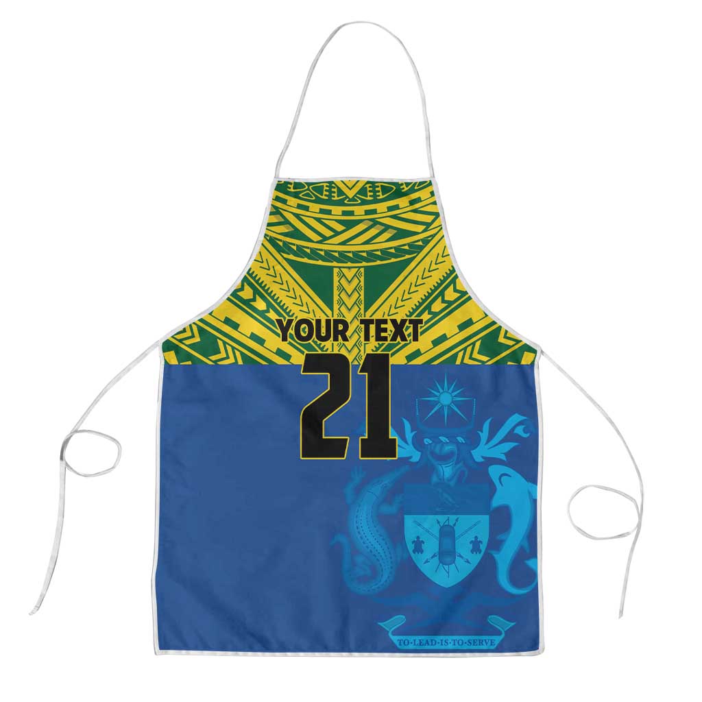 Solomon Islands Rugby Custom Apron Simple Coat of arm Polynesian Pattern - Polynesian Pride