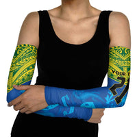 Solomon Islands Rugby Custom Arm Sleeves Simple Coat of arm Polynesian Pattern - Polynesian Pride