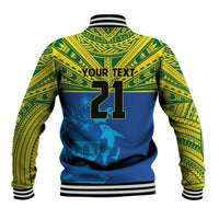 Solomon Islands Rugby Custom Baseball Jacket Simple Coat of arm Polynesian Pattern