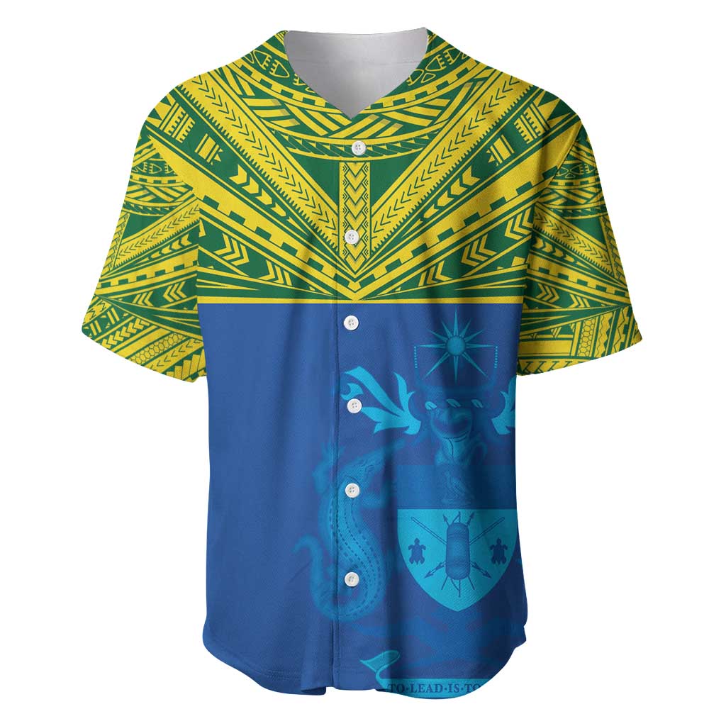 Solomon Islands Rugby Custom Baseball Jersey Simple Coat of arm Polynesian Pattern