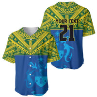Solomon Islands Rugby Custom Baseball Jersey Simple Coat of arm Polynesian Pattern