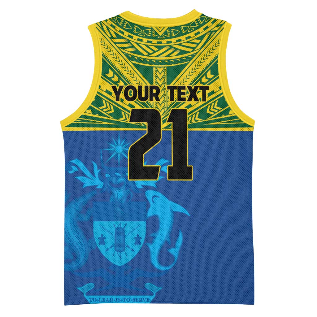Solomon Islands Rugby Custom Basketball Jersey Simple Coat of arm Polynesian Pattern - Polynesian Pride