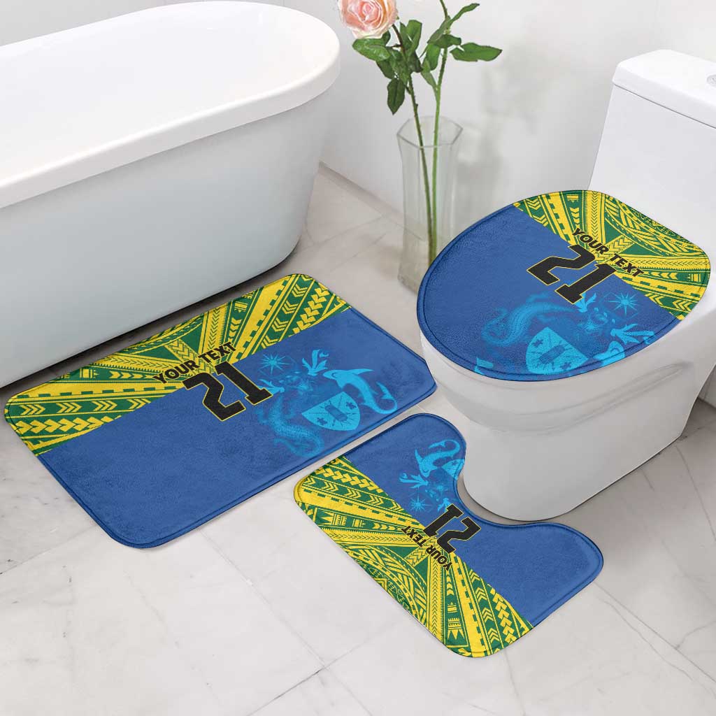 Solomon Islands Rugby Custom Bathroom Set Simple Coat of arm Polynesian Pattern - Polynesian Pride