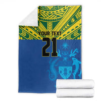 Solomon Islands Rugby Custom Blanket Simple Coat of arm Polynesian Pattern