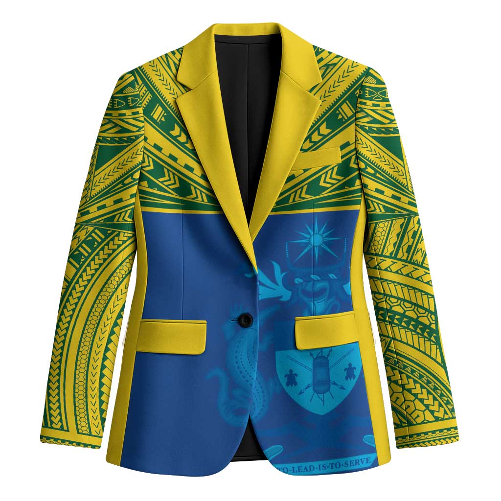 Solomon Islands Rugby Custom Blazer Simple Coat of arm Polynesian Pattern - Polynesian Pride