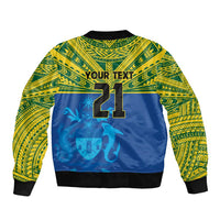 Solomon Islands Rugby Custom Bomber Jacket Simple Coat of arm Polynesian Pattern
