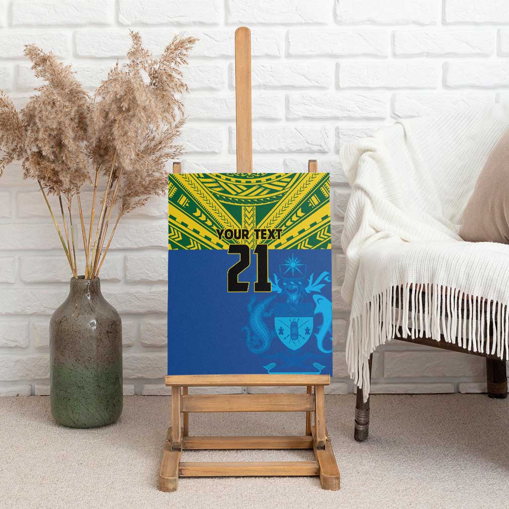 Solomon Islands Rugby Custom Canvas Wall Art Simple Coat of arm Polynesian Pattern