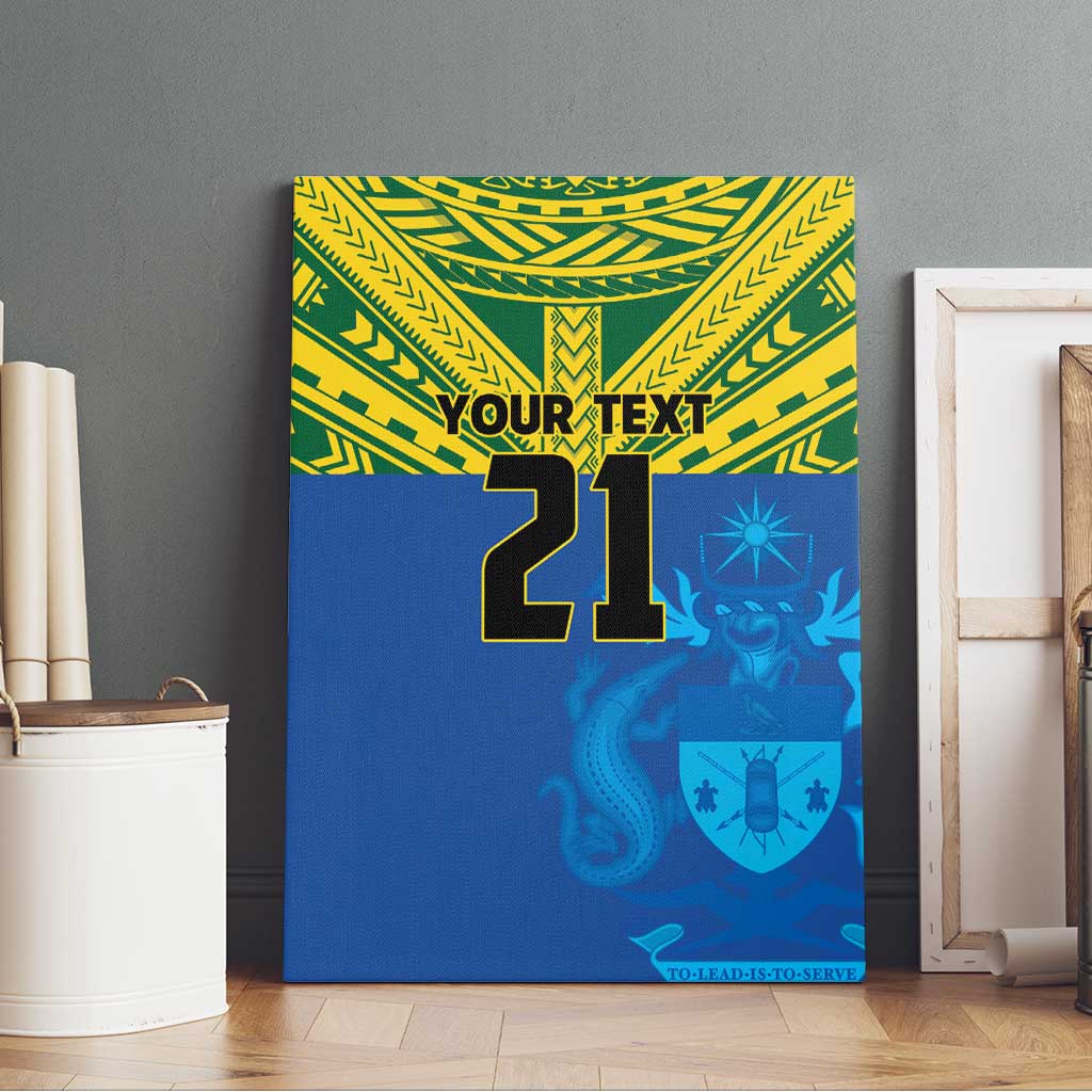 Solomon Islands Rugby Custom Canvas Wall Art Simple Coat of arm Polynesian Pattern