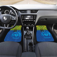 Solomon Islands Rugby Custom Car Mats Simple Coat of arm Polynesian Pattern