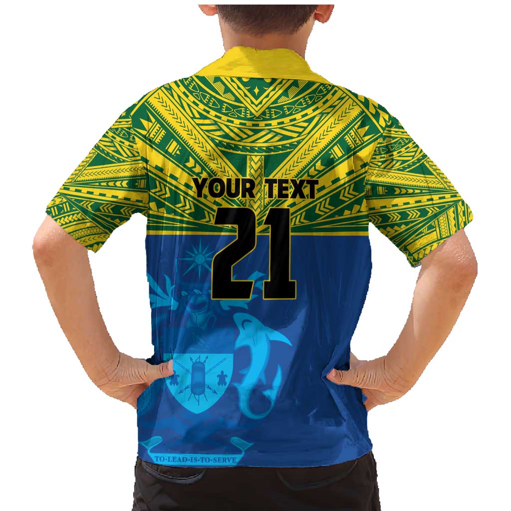 Solomon Islands Rugby Custom Family Matching Mermaid Dress and Hawaiian Shirt Simple Coat of arm Polynesian Pattern