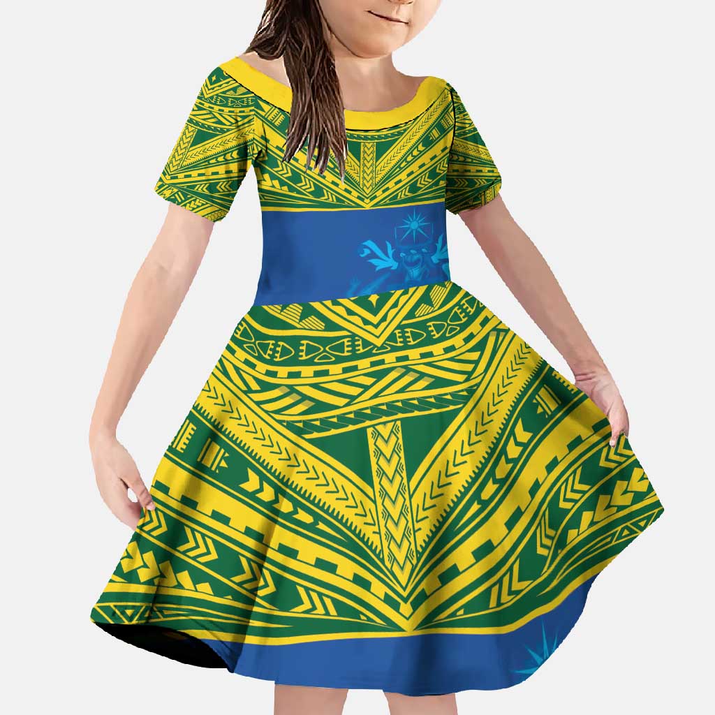 Solomon Islands Rugby Custom Family Matching Off Shoulder Maxi Dress and Hawaiian Shirt Simple Coat of arm Polynesian Pattern