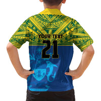 Solomon Islands Rugby Custom Family Matching Summer Maxi Dress and Hawaiian Shirt Simple Coat of arm Polynesian Pattern