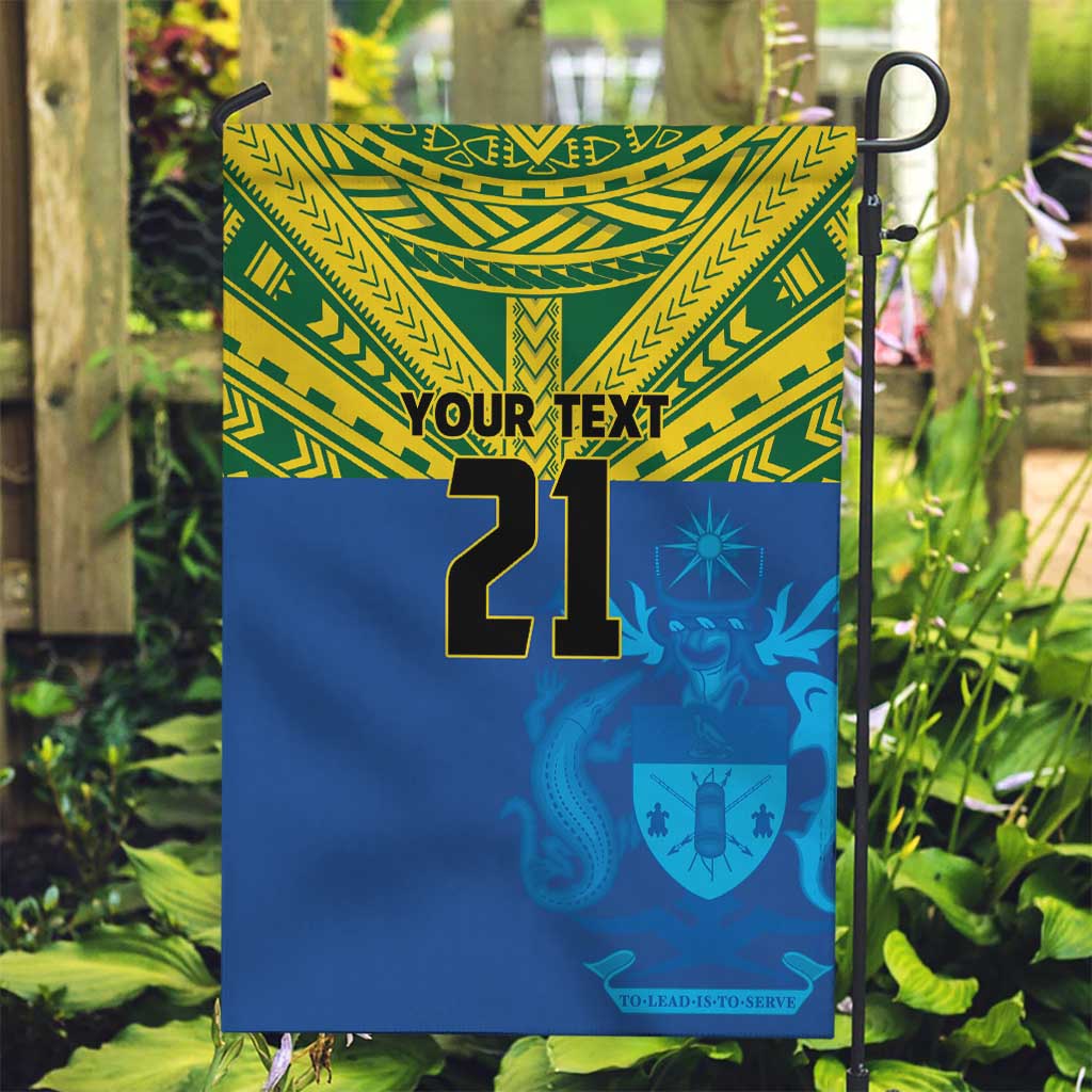 Solomon Islands Rugby Custom Garden Flag Simple Coat of arm Polynesian Pattern
