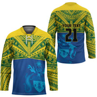 Solomon Islands Rugby Custom Hockey Jersey Simple Coat of arm Polynesian Pattern - Polynesian Pride