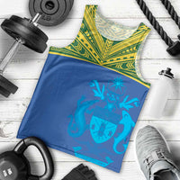 Solomon Islands Rugby Custom Men Tank Top Simple Coat of arm Polynesian Pattern