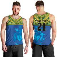 Solomon Islands Rugby Custom Men Tank Top Simple Coat of arm Polynesian Pattern