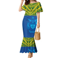 Solomon Islands Rugby Custom Mermaid Dress Simple Coat of arm Polynesian Pattern