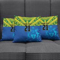 Solomon Islands Rugby Custom Pillow Cover Simple Coat of arm Polynesian Pattern - Polynesian Pride