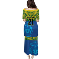 Solomon Islands Rugby Custom Puletasi Simple Coat of arm Polynesian Pattern
