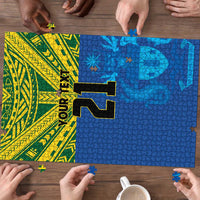 Solomon Islands Rugby Custom Puzzle Simple Coat of arm Polynesian Pattern - Polynesian Pride