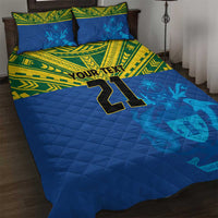 Solomon Islands Rugby Custom Quilt Bed Set Simple Coat of arm Polynesian Pattern