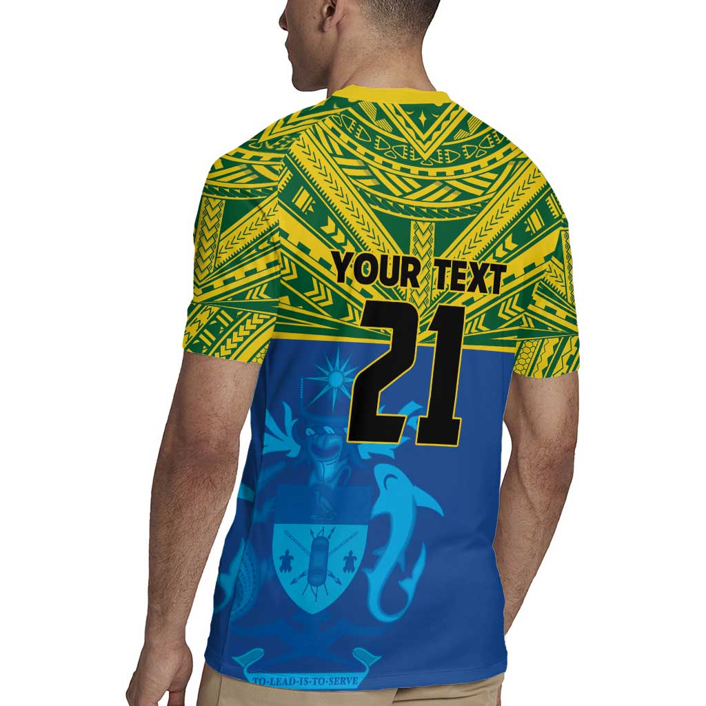 Solomon Islands Rugby Custom Rugby Jersey Simple Coat of arm Polynesian Pattern