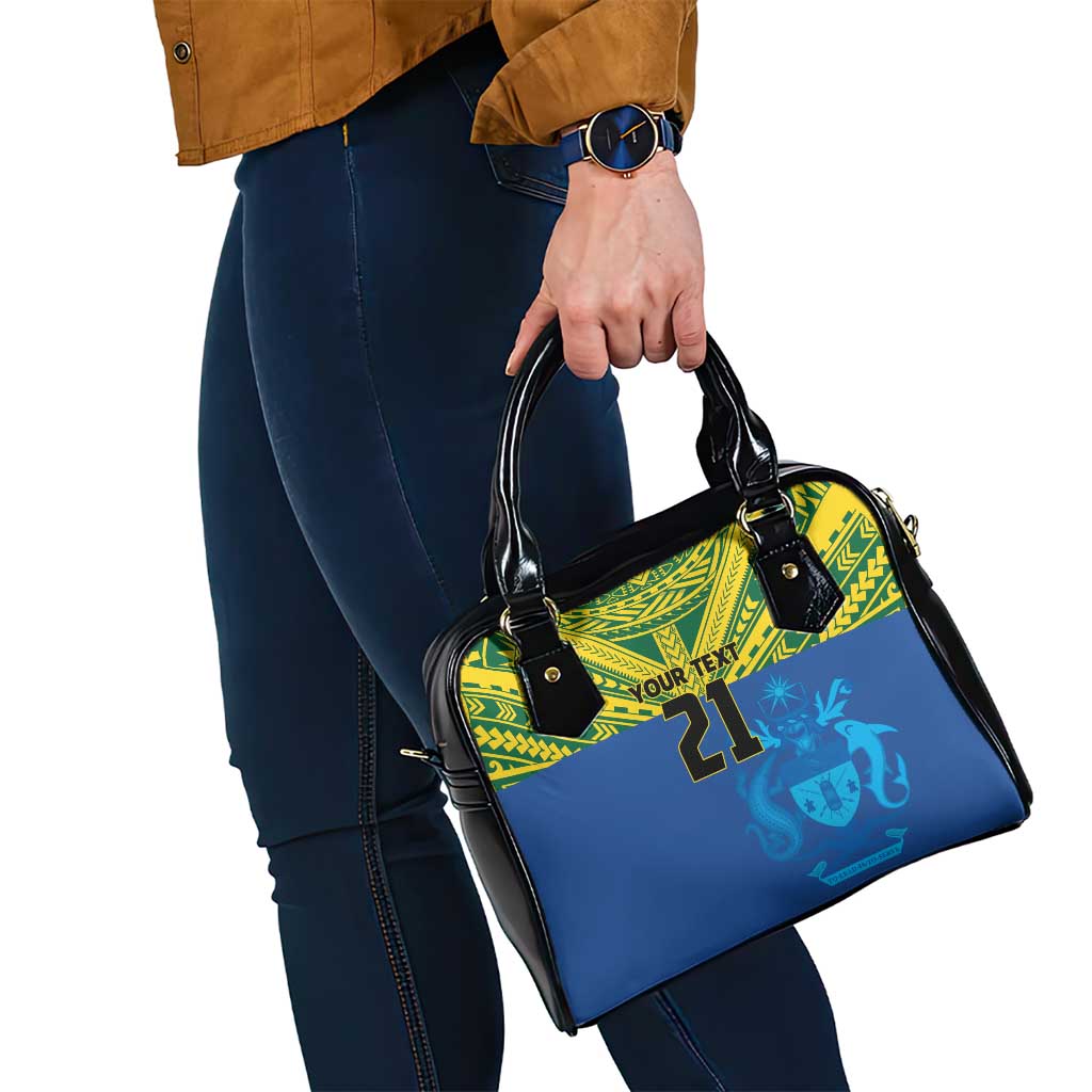Solomon Islands Rugby Custom Shoulder Handbag Simple Coat of arm Polynesian Pattern