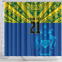 Solomon Islands Rugby Custom Shower Curtain Simple Coat of arm Polynesian Pattern