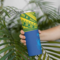 Solomon Islands Rugby Custom Skinny Tumbler Simple Coat of arm Polynesian Pattern