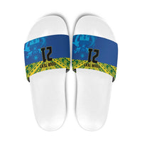 Solomon Islands Rugby Custom Slide Sandals Simple Coat of arm Polynesian Pattern - Polynesian Pride