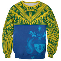 Solomon Islands Rugby Custom Sweatshirt Simple Coat of arm Polynesian Pattern