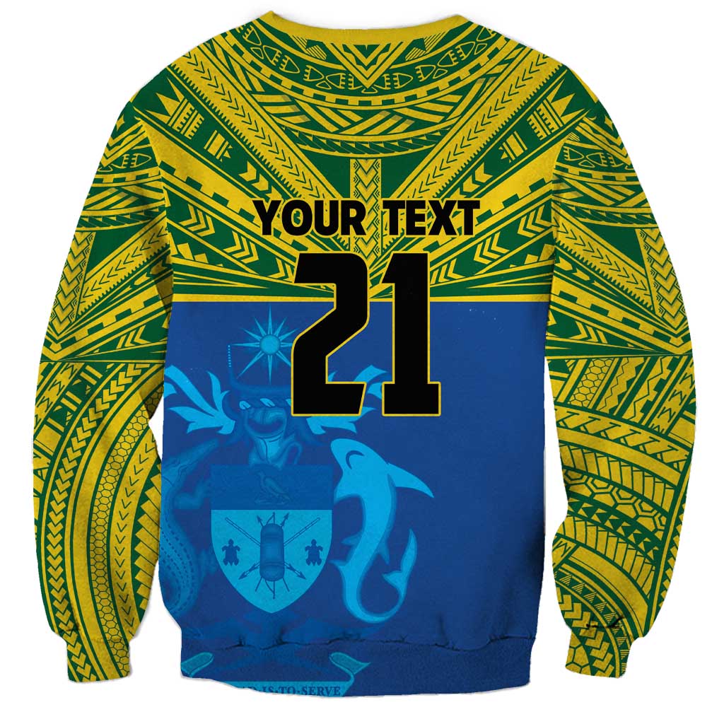 Solomon Islands Rugby Custom Sweatshirt Simple Coat of arm Polynesian Pattern