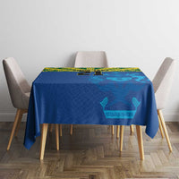 Solomon Islands Rugby Custom Tablecloth Simple Coat of arm Polynesian Pattern
